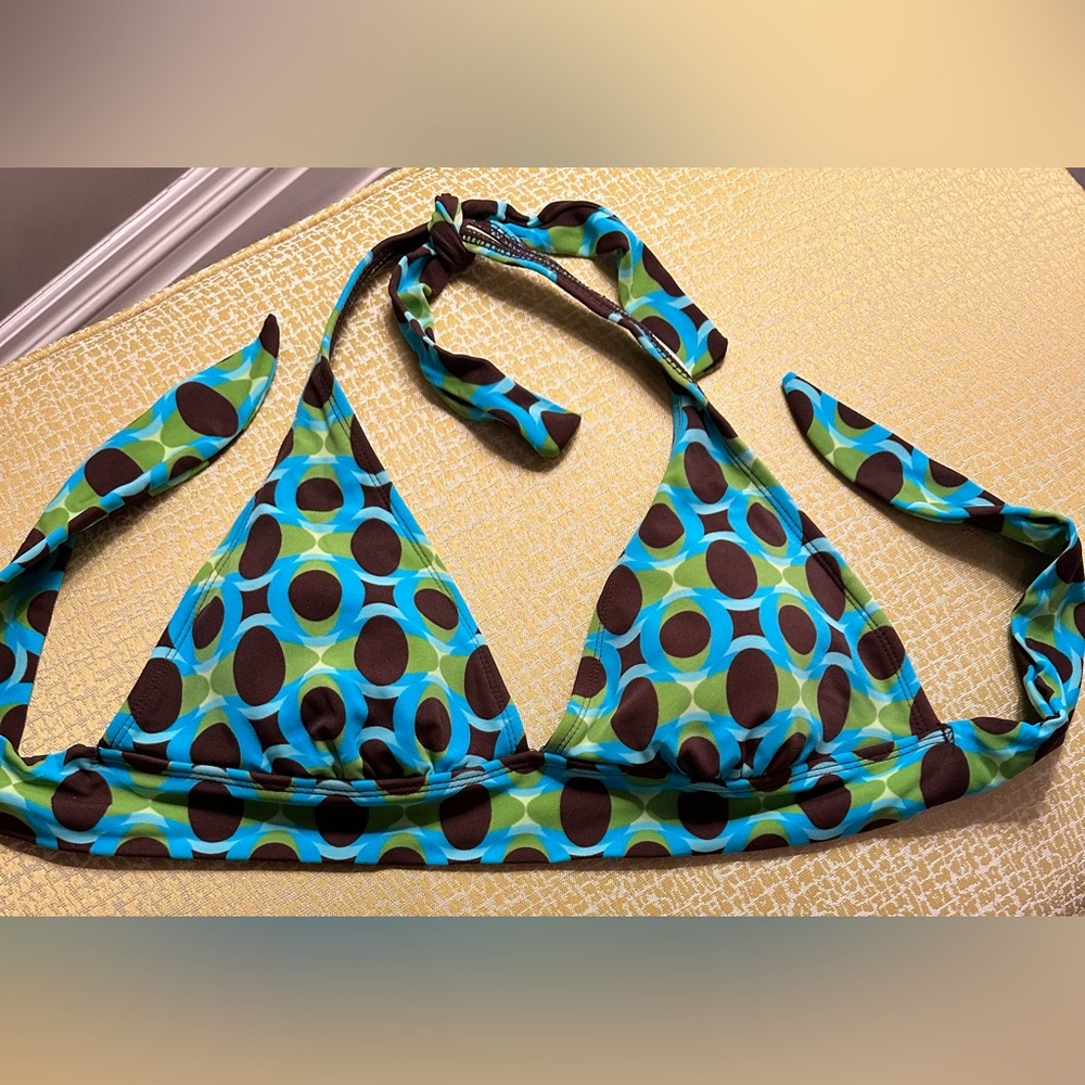 Kim Rogers Beachwear Top in Blue and Green